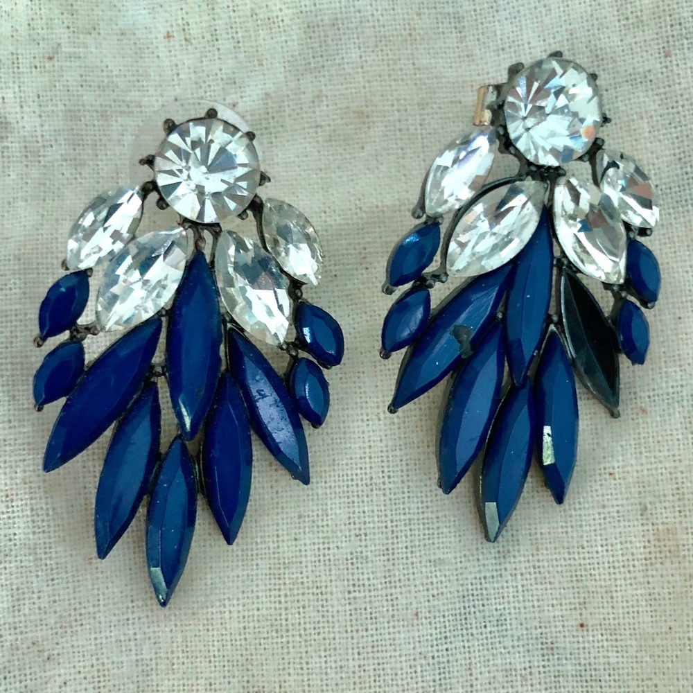 Fancy cobalt blue stud earrings
